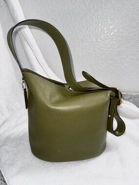 VERY RARE Bleecker Bucket Bag in olive leather (not suede.). VGC. Fast shipper.